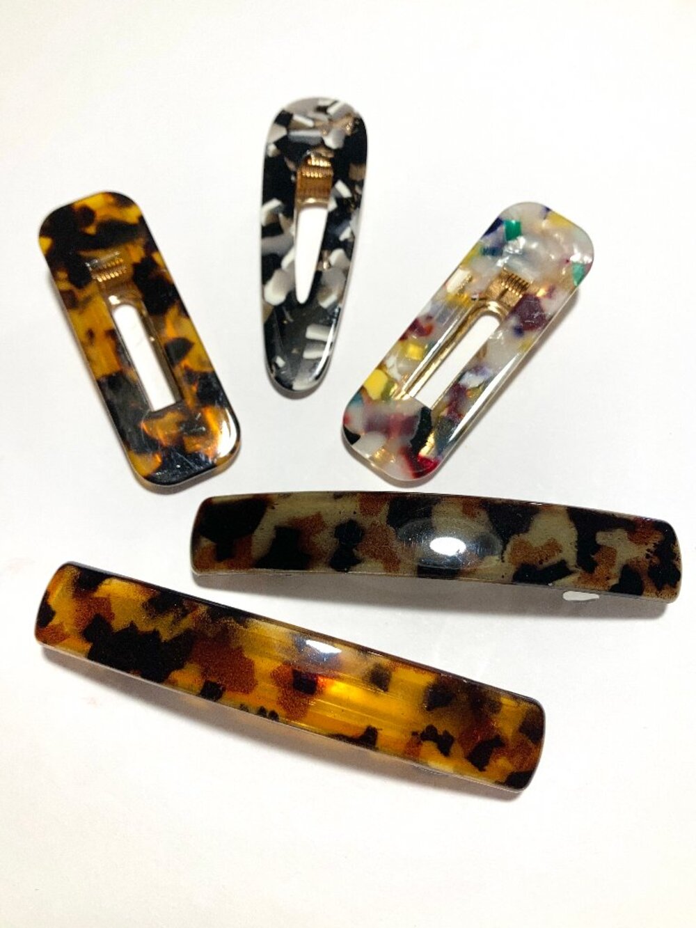 Assortment of 5 Tortoise-Shell Hair Clips, NEW